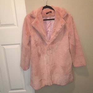 Pink fluffy winter coat - never worn
